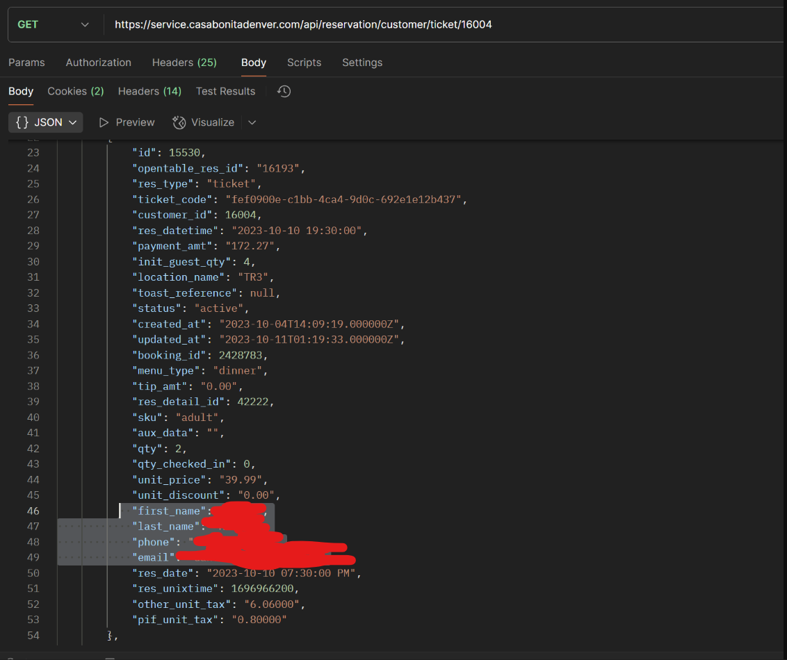 Reservation Details API