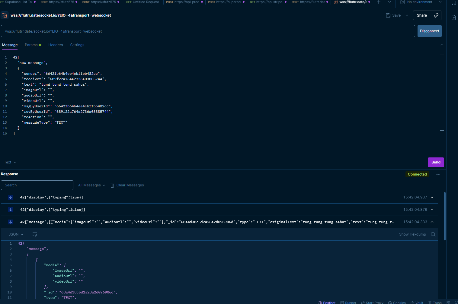Flutrr WebSocket Message