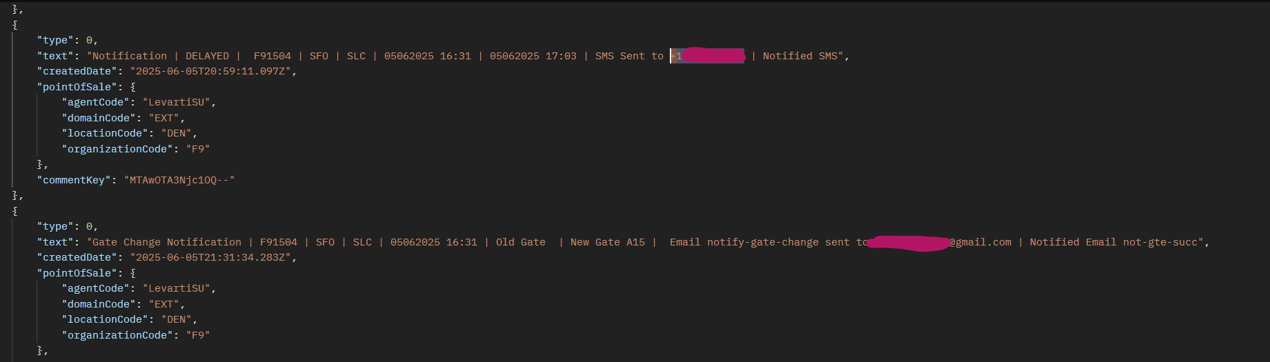 Mobile API internal comments
