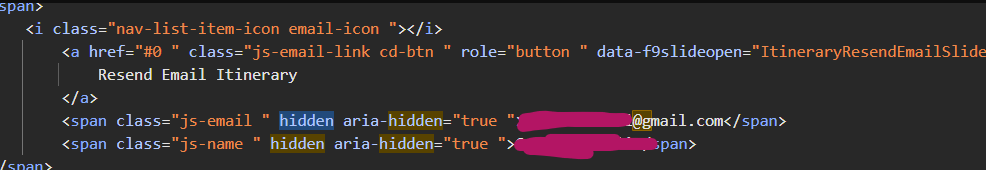 Old email leak in hidden span elements