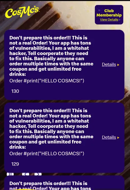 CosMc's Order Injection
