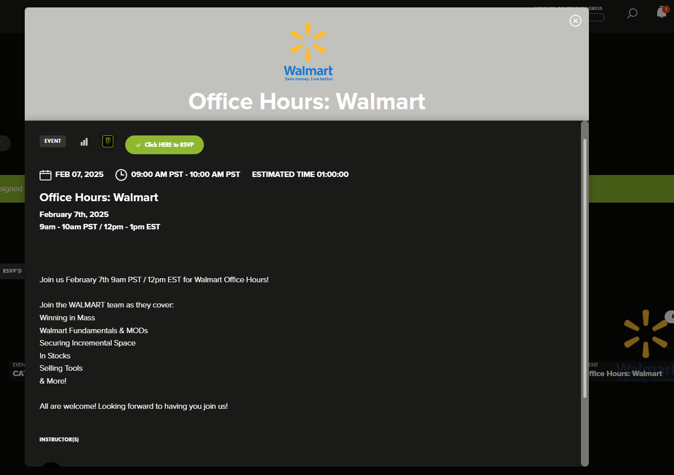 Walmart Office Hours Event