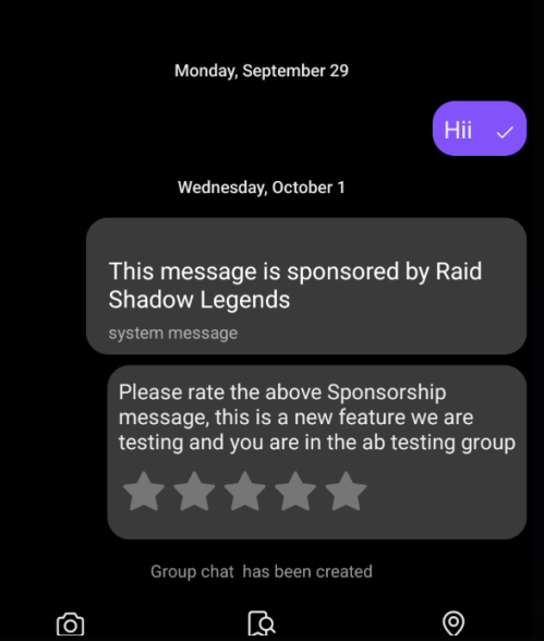 Raid Shadow Legends sponsorship system message